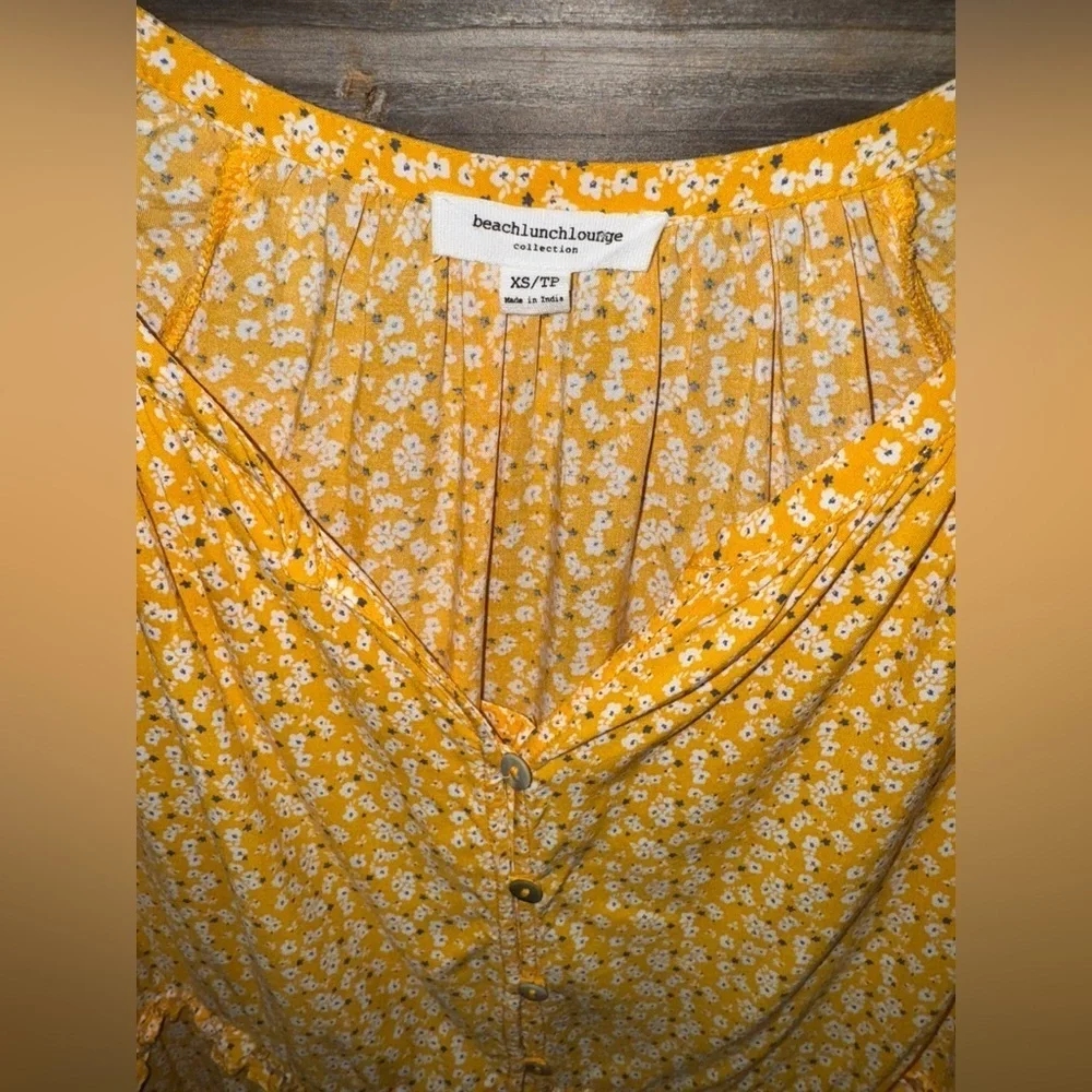 Beach Lunch Lounge Womens Suella Boho Button Down Peasant Top Sunshine Dolly XS - Picture 7 of 7
